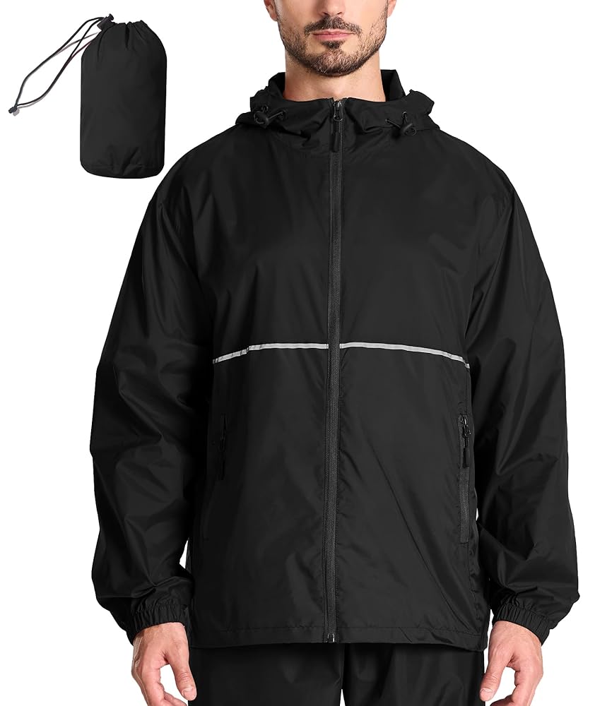 SWISSWELL Men's Rain Jacket Windbreaker Packable,Lightweight